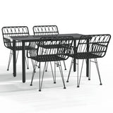 5 Piece Garden Dining Set Black Poly Rattan 3157868