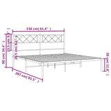 Metal Bed Frame without Mattress with Headboard Black 150x200cm 372279
