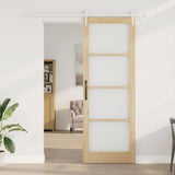 Sliding Door Natural 83 x 232 cm Solid Pine Wood and Glass 3332421
