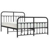 Metal Bed Frame without Mattress with Footboard Black 140x190cm 352596