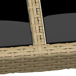 ZNTS Garden Table with Glass Top Beige Poly Rattan 310594