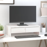 Monitor Stand White 50x27x15 cm Solid Wood Pine 813955