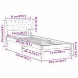Bed frame Brown and taupe 75 x 190 cm Solid pine wood 878652