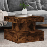Coffee Table with LED Lights Smoked Oak 50x50x40 cm 839844
