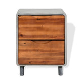 Nightstand Concrete Solid Acacia Wood 40x30x50 cm 244994