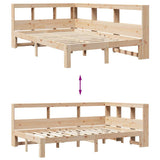 Bookcase Bed without Mattress 135x190 cm Double Solid Wood Pine 3324397