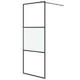Walk-in Shower Wall Black 80x195 cm Half Frosted ESG Glass 152105