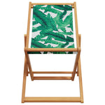 ZNTS Folding Beach Chairs 2 pcs Leaf Pattern Fabric and Solid Wood 3214500