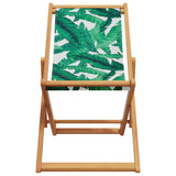 ZNTS Folding Beach Chairs 2 pcs Leaf Pattern Fabric and Solid Wood 3214500