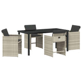 Garden Dining Set with Cushion 5 pcs Light Grey Poly Rattan 3379994