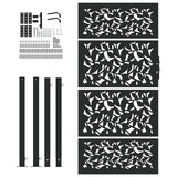 Garden Gate Black 100x175 cm Steel Leaf Design 4100962
