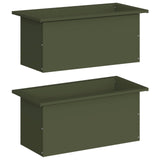 Garden Planter with LED 2 pcs Olive Green 30 x 60 x 30 cm Steel 8008091
