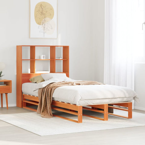 Bookcase Bed without Mattress Wax Brown 100x200 cm Solid Wood 3323916