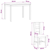 Dining Set 5 pcs Grey Solid Oak Wood 3430247