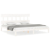 Bed Frame without Mattress White Super King Size Solid Wood Pine 3193612