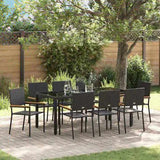 Garden Dining Set 9 pcs Black Poly Rattan 3365399