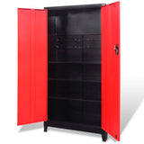 Tool Cabinet with 2 Doors Steel 90x40x180 cm Black and Red 20158