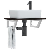 Basin Shelf Wall Mounted Steel and Solid Wood Oak 3302582