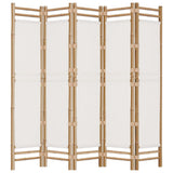 Folding 5-Panel Room Divider 200 cm Bamboo and Canvas 350625