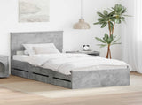 Bed Frame with Drawer Concrete Grey 75 x 190 cm Engineer Wood 3408036