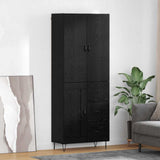 Highboard with Drawer 2 pcs Black Oak Engineered Wood and Glass 3416079