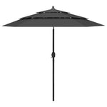 ZNTS 3-Tier Garden Parasol with Aluminium Pole Anthracite 2.5 m 313862