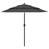 ZNTS 3-Tier Garden Parasol with Aluminium Pole Anthracite 2.5 m 313862