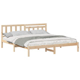 Bed Frame with Headboard Brown 200 x 200 cm Solid Pine Wood 872218