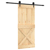 Sliding Door Natural and Black 90 x 210 cm Solid Pine Wood 3445167