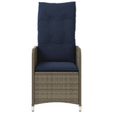 Reclining Garden Chairs 2 pcs with Table Grey Poly Rattan 365694