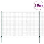 Fence with Posts Green 1.5 x 10 m Steel 3335970
