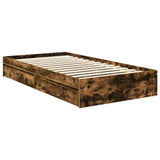 Storage Bed with Drawer Smoked Oak 100 x 200 cm Engineered Wood 3409584