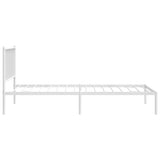 Metal Bed Frame without Mattress with Headboard White 80x200cm 350922