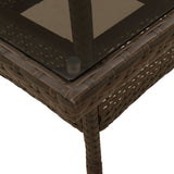 Garden Table with Glass Top Brown 80x80x75 cm Poly Rattan 365524