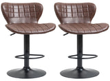 Bar Stools Set of 2 Adjustable Height Swivel Bar Chairs in PU Leather with Backrest & Footrest, T3398P329826