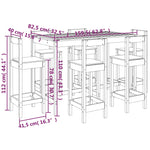 ZNTS 7 Piece Garden Bar Set Solid Wood Pine 3154760