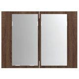 LED Mirror Cabinet Brown Oak 60x12x45 cm Engineered Wood 822843