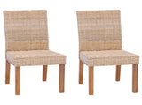 Dining Chair 2 pcs Natural 45 x 54 x 93 cm Solid Mahogany Wood 42012422