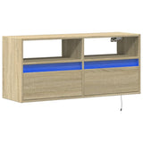 TV Wall Cabinet with LED Lights Sonoma Oak 100x31x45 cm 852336