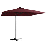 ZNTS Cantilever Garden Parasol with LED lights Bordeaux Red 250x250 cm 312310