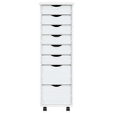 Rolling Cabinet with Drawers MOSS White Solid Wood Pine 355895