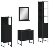 4 Piece Bathroom Cabinet Set Black Engineered Wood 3214354