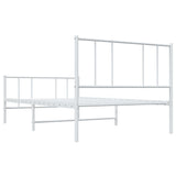 Metal Bed Frame without Mattress with Footboard White 100x190cm 352541