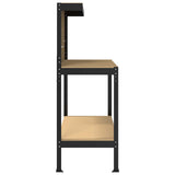 Workbench Black 114 x 54 x 145 cm Engineered Wood and Metal 42020127