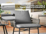 3-Piece Rattan Bistro Set, Garden Table and Chairs with 4 Cushions, Patio Rattan Conversation T3398P553416