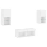 4 Piece TV Wall Cabinets with LED Lights White 3216569
