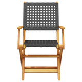 5 Piece Garden Dining Set Black Poly Rattan and Solid Wood 3281694