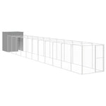 Dog House with Run Light Grey 165x1271x181 cm Galvanised Steel 3189108