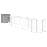 Dog House with Run Light Grey 165x1271x181 cm Galvanised Steel 3189108