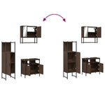 ZNTS 3 Piece Bathroom Furniture Set Brown Oak Engineered Wood 3214699